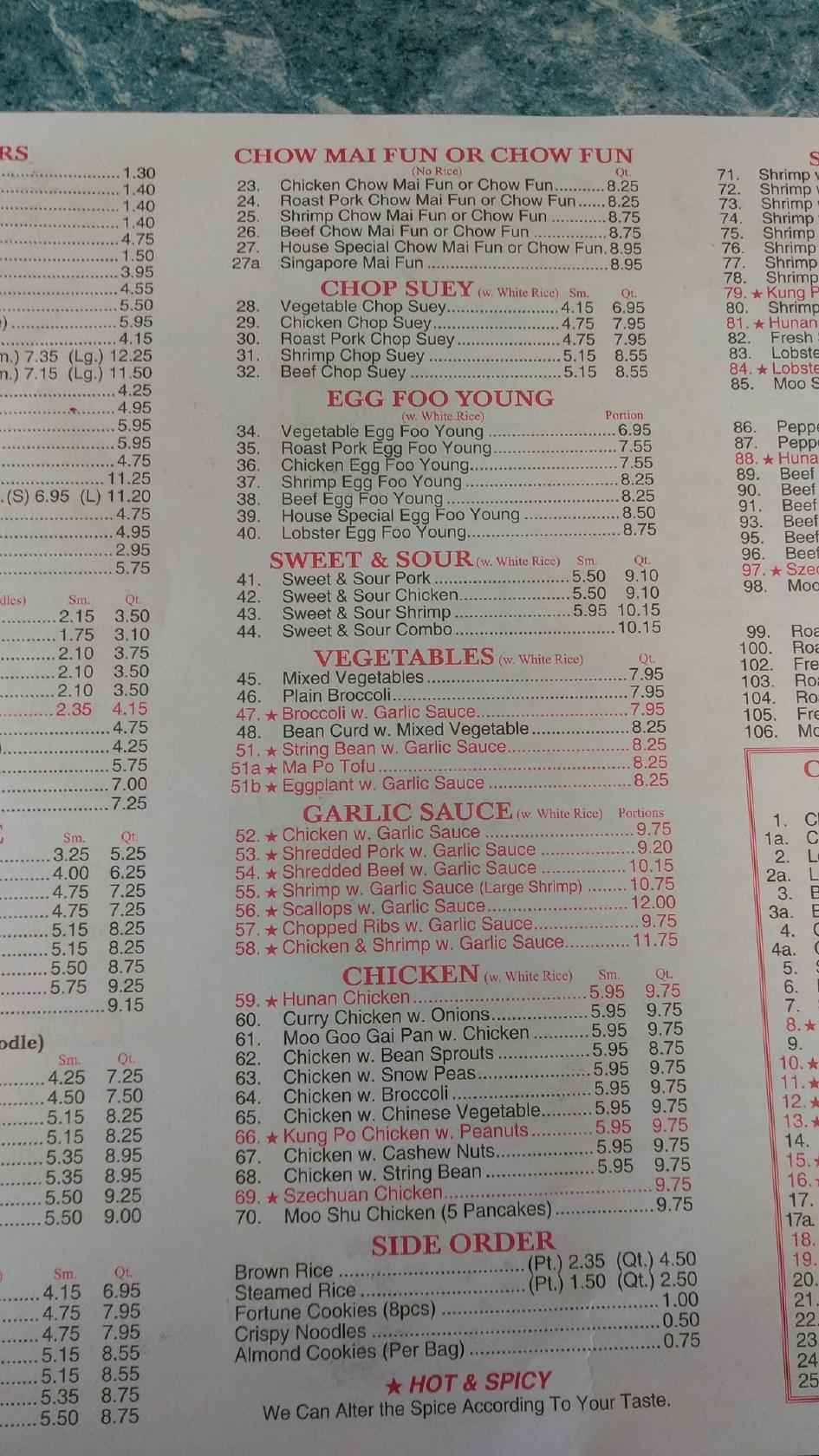 Menu at Golden Taste Chinese Restaurant, Toms River