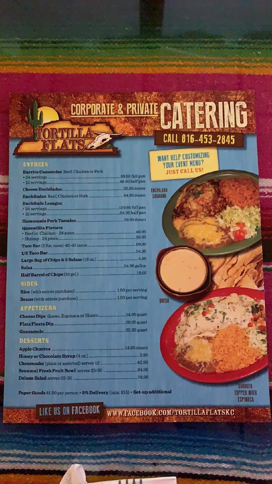 Menu at Tortilla Flats restaurant, Gladstone, NE Antioch Rd