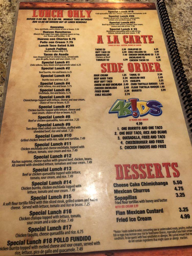 Menu At El Paso Mexican Grill Restaurant East Liverpool OH 170