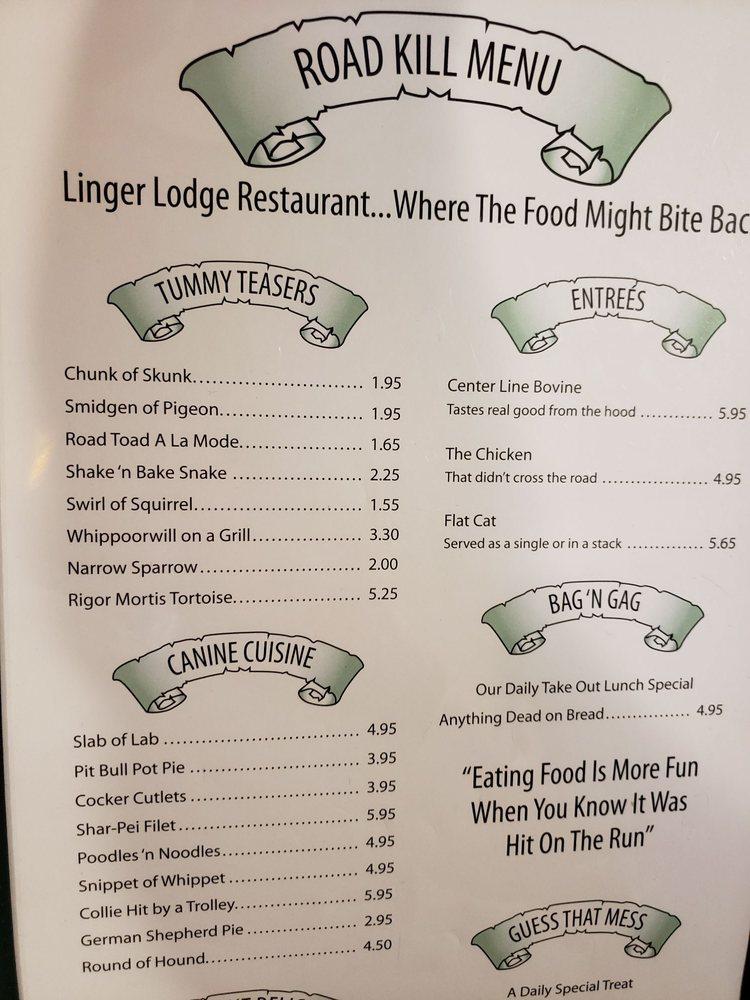 Menu at Linger Lodge Restaurant, Bradenton