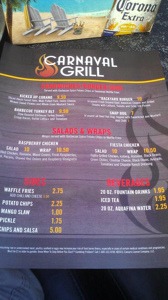 Menu at Carnaval Court pub & bar, Las Vegas