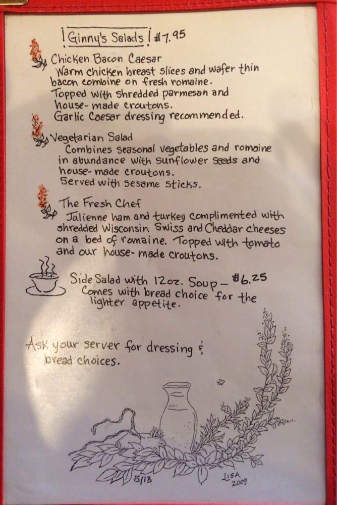 Menu At Ginny s Cupboard Cafe Sparta