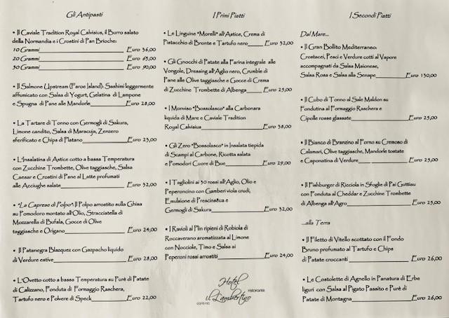 Menu di Hotel Lamberti 