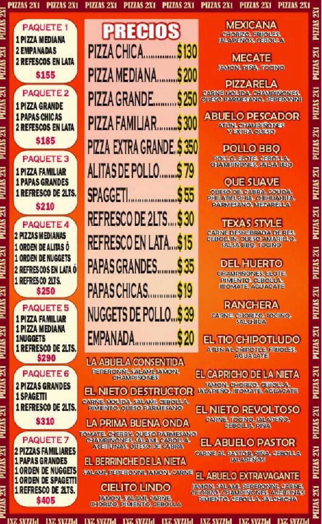 Menu at Las Pizzas del Abuelo restaurant, Ciudad López Mateos, Blvd ...