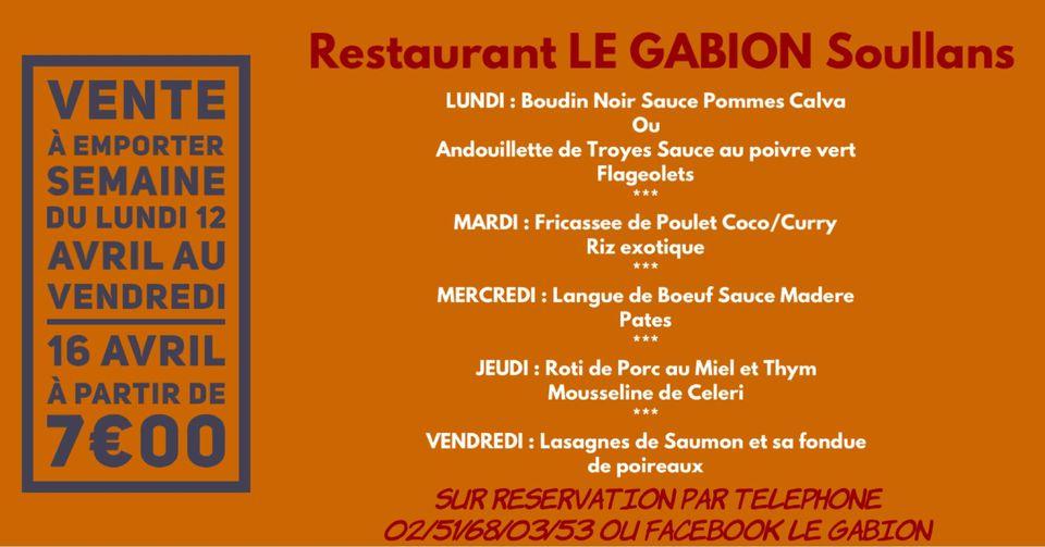 Menu at RESTAURANT LE GABION Soullans, Soullans