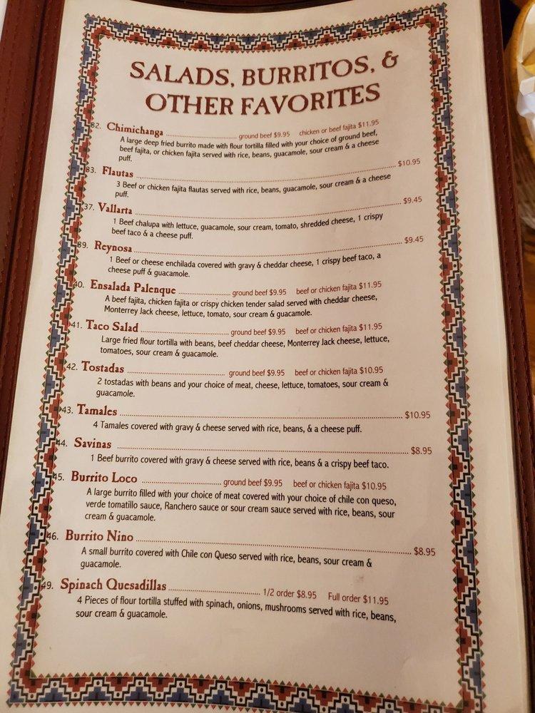 Menu at Rancho Grande restaurant, Jacksonville