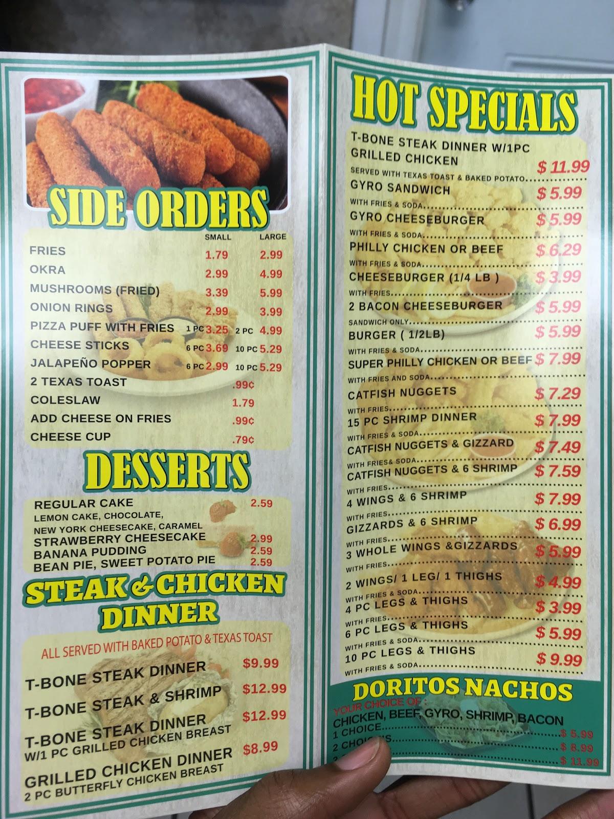 St louis fish and chicken clearance menu