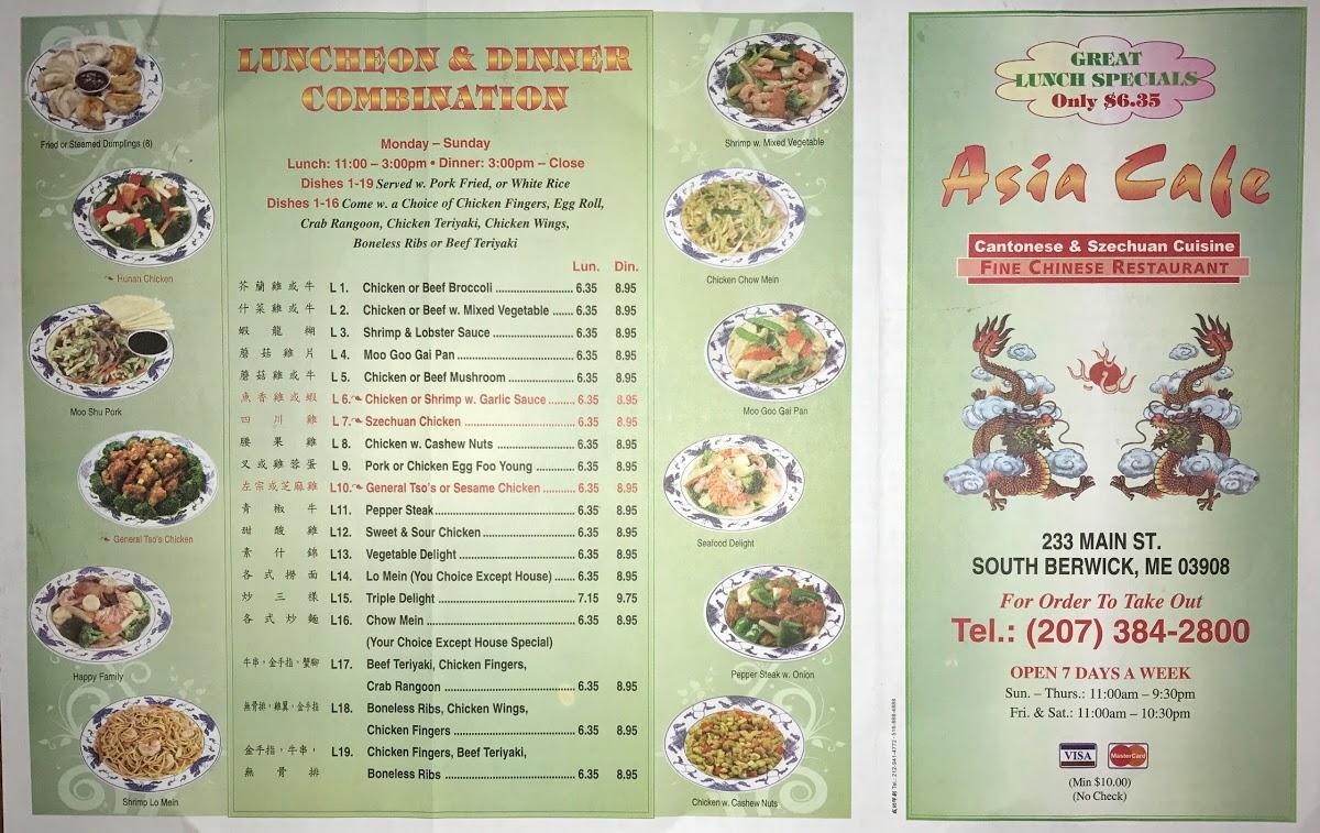 Asia Cafe Menu Prices