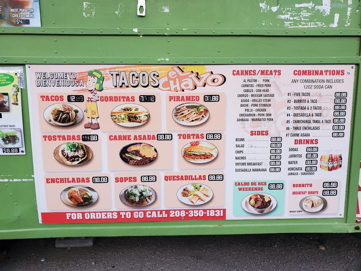 Carta del restaurante El Chavo, Boise, W Overland Rd