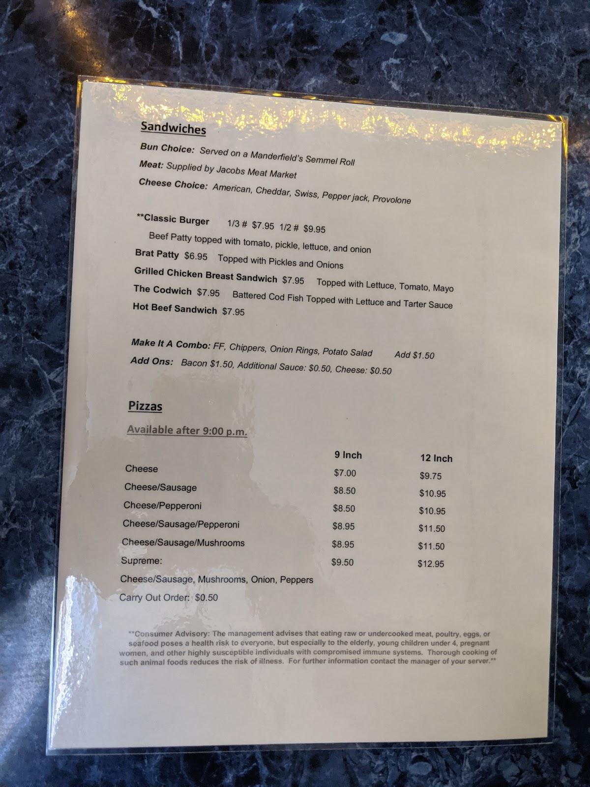 Menu at Prime Time Bar And Grill, Menasha
