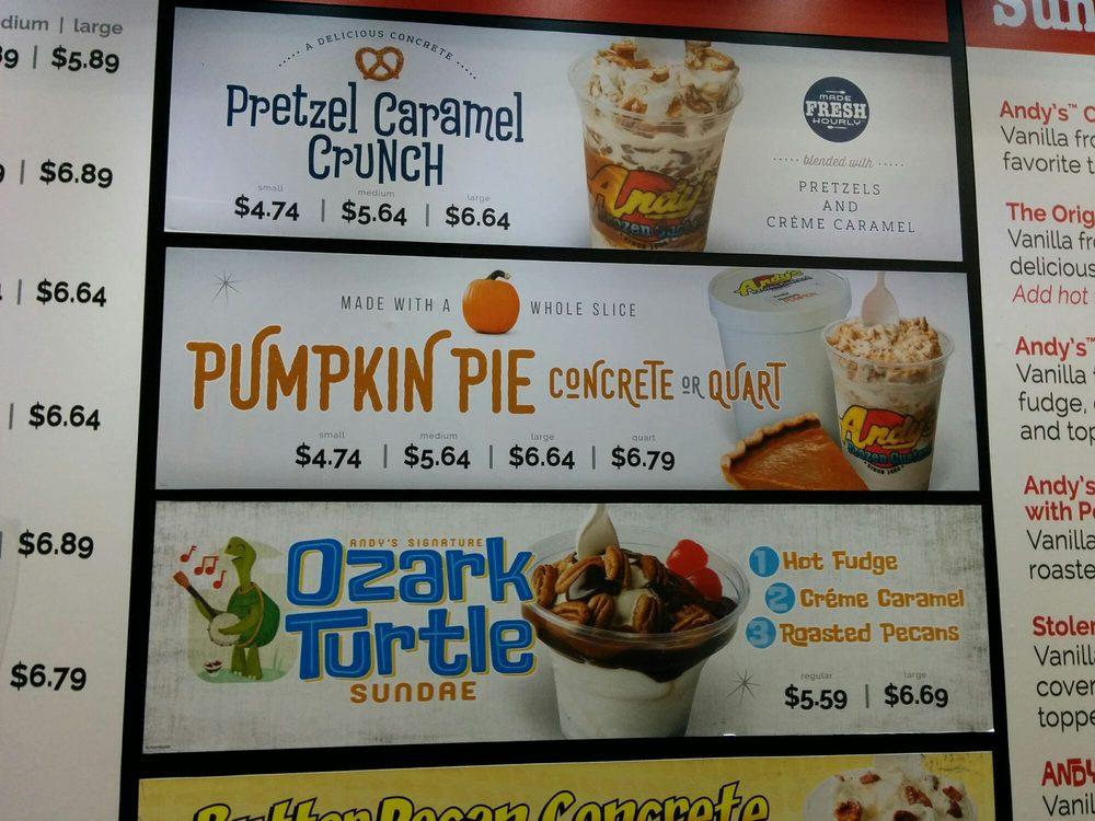 Menu at Andy's Frozen Custard desserts, Fort Worth, N Tarrant Pkwy