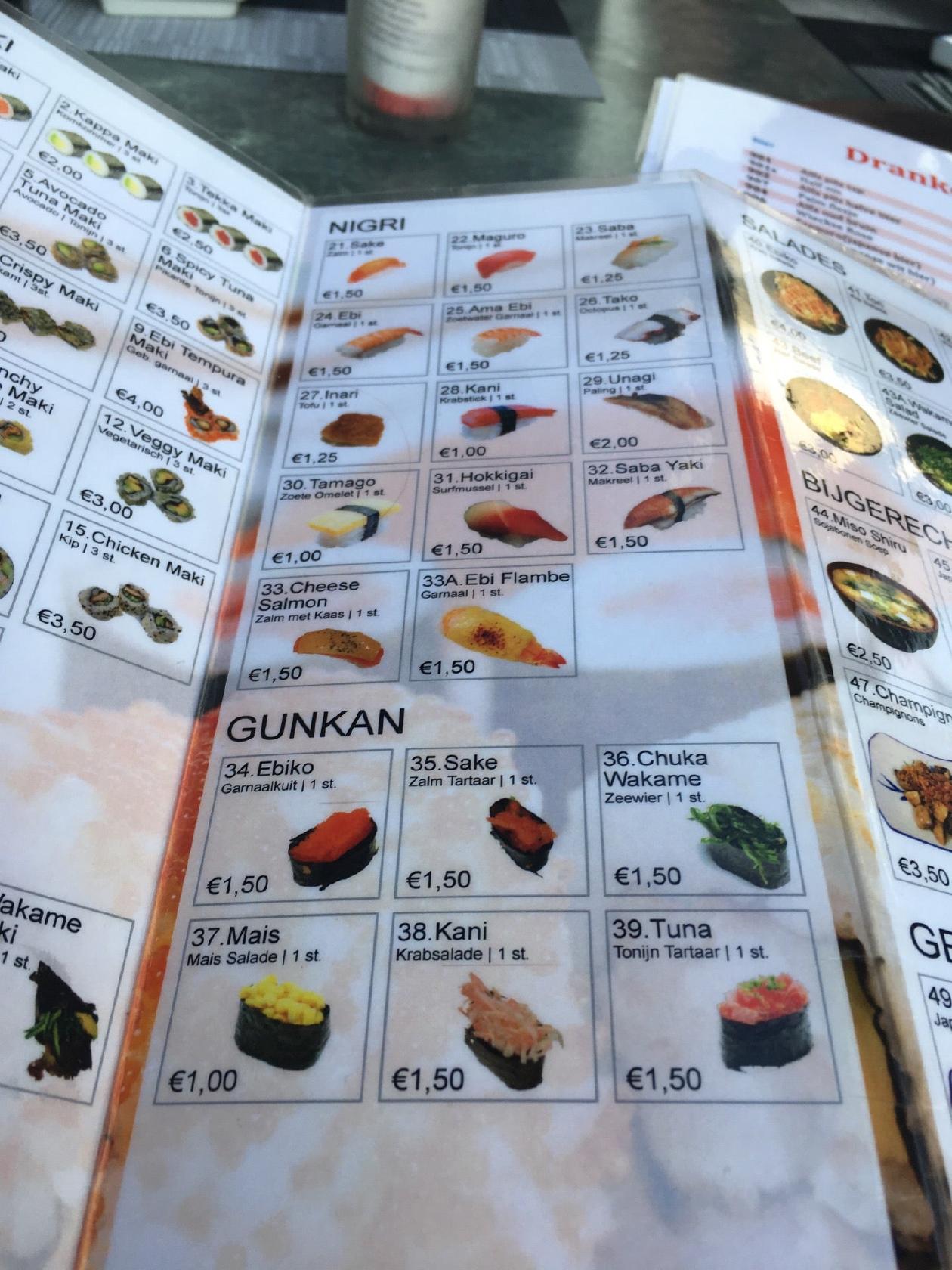 Speisekarte von Momoya Roermond, Roermond