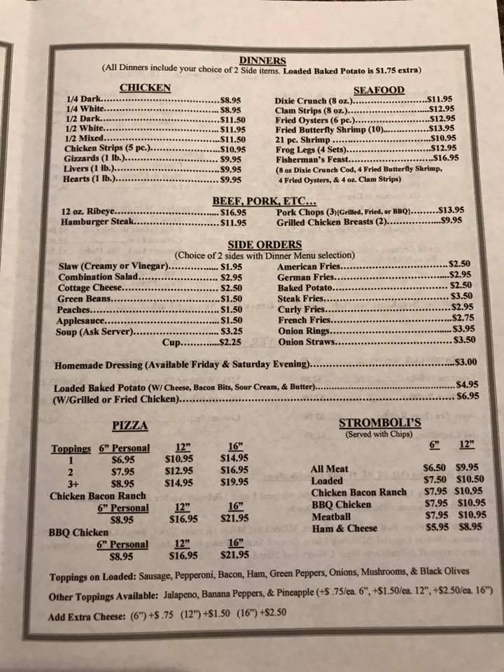 Menu at Kelley's Restaurant & Bar LLC, Celestine