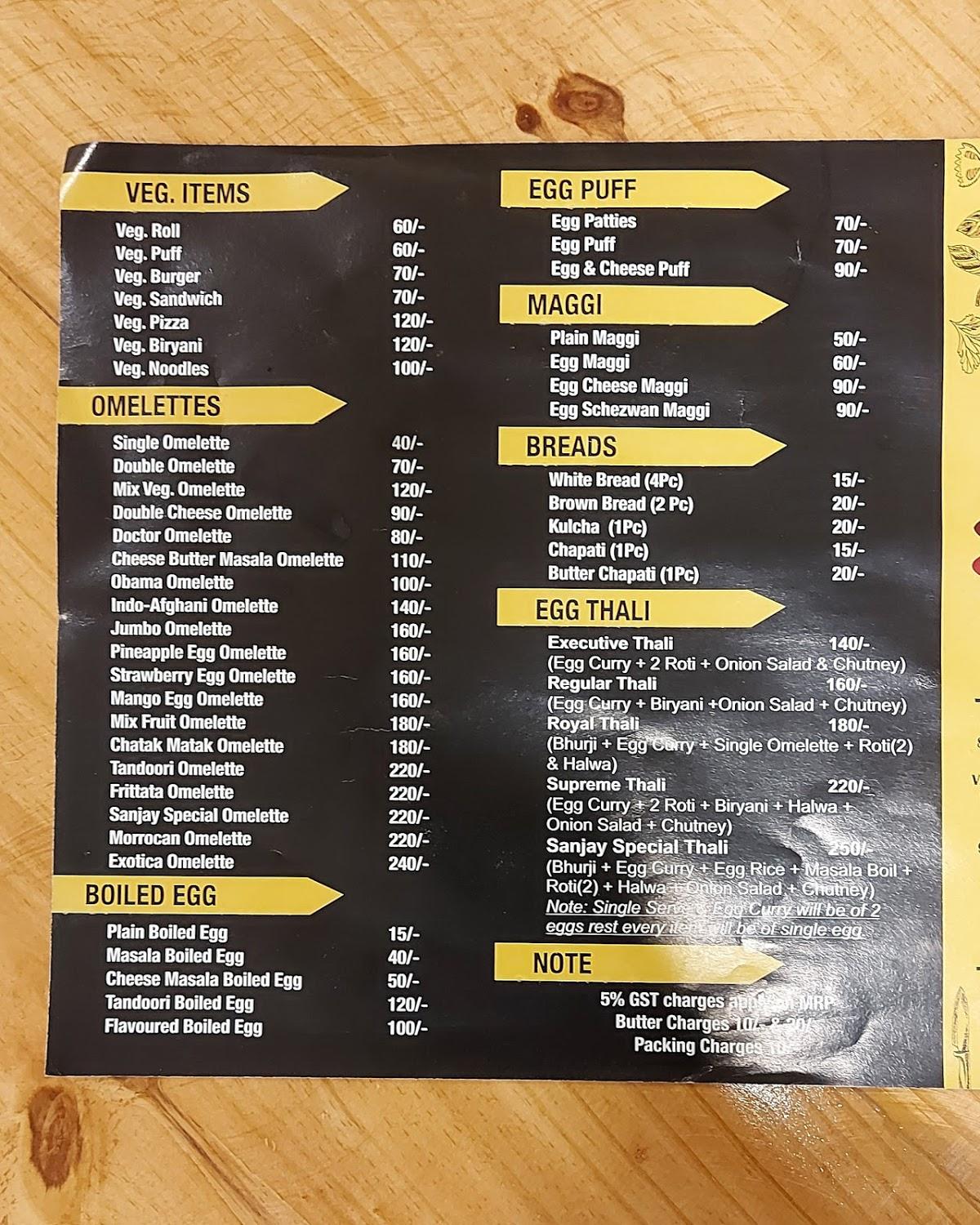 Menu at Egg Dee, sanjay Restaurant chomu, Chomu