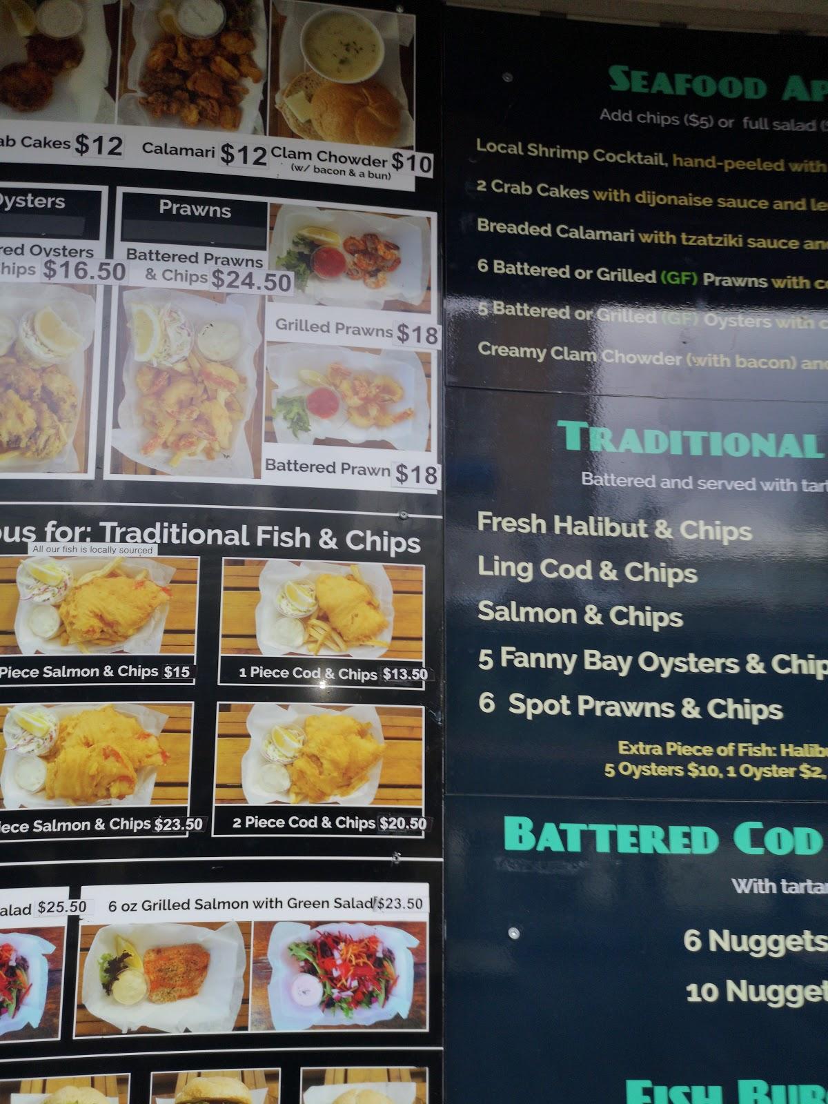 Menu at Trollers Fish & Chips restaurant, Nanaimo