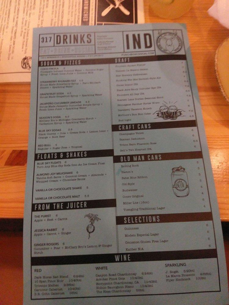 Menu at Punch Bowl Social Indianapolis pub & bar, Indianapolis, 120 S
