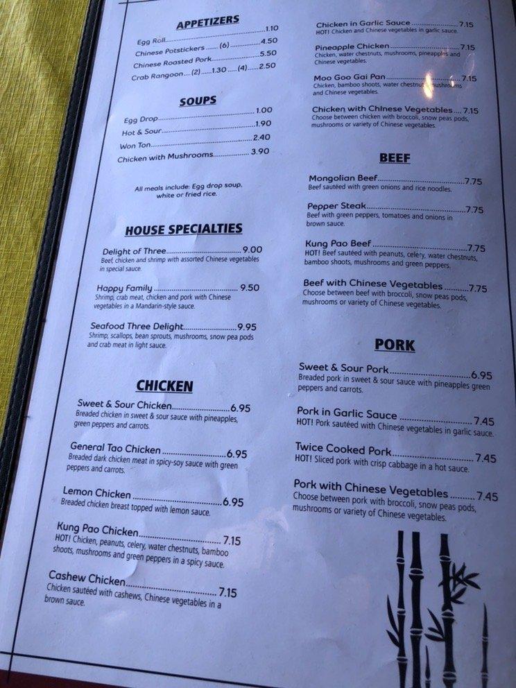 Menu at Rice Bowl Restaurant, Angola