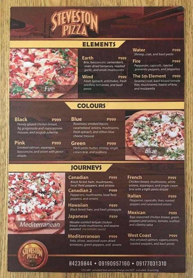 Menu at Steveston Pizza pizzeria, Quezon City, Corinthian Gardens ...