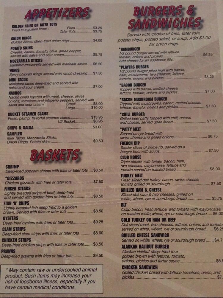 R186 Menu Players Sports Bar And Grill 