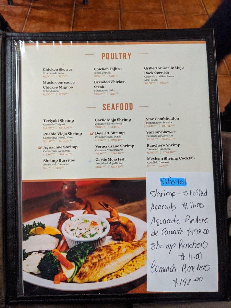 Menu at Pueblo Viejo de los Algodones restaurant, Los Algodones