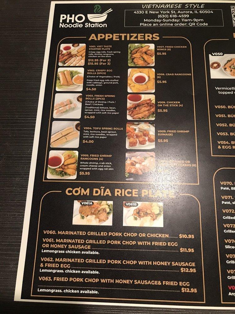 Menu at Pho Noodle Station restaurant, Aurora