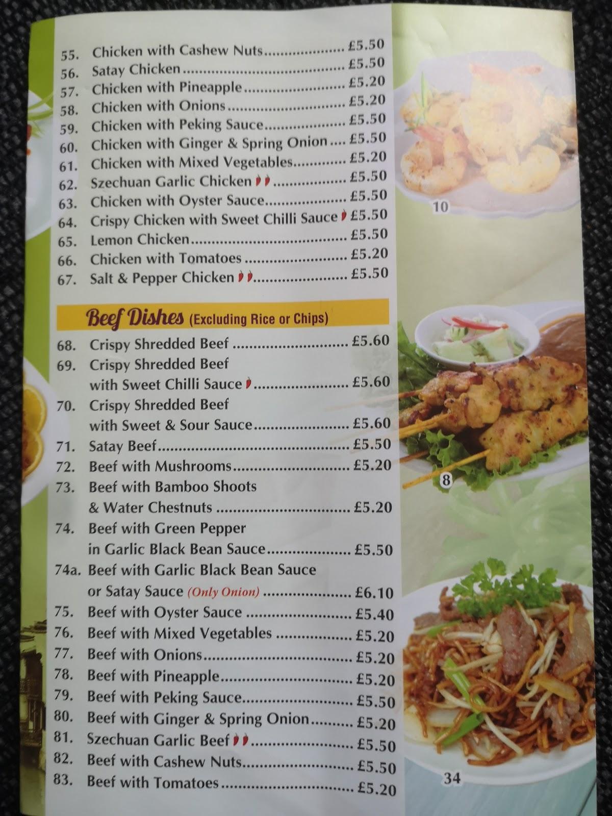 Menu at Golden House fast food, Clase