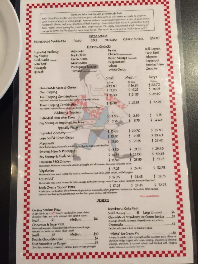 Menu at Brick Oven Pizza pub & bar, Kaneohe