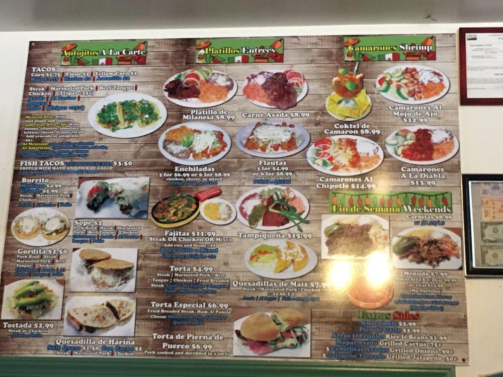 Menu at Taqueria La Cabana restaurant, Eau Claire