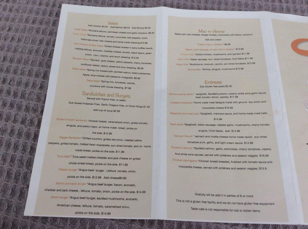 Menu at Taste Cafe Restaurant, Half Moon Bay