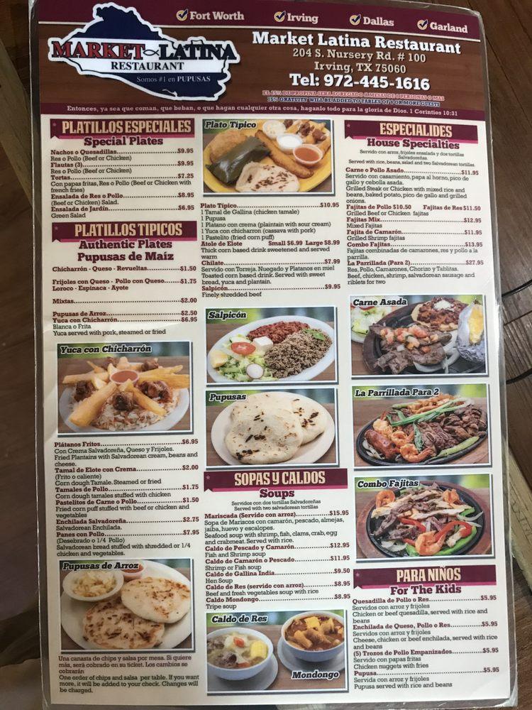 Menu at Market Latina Restaurant, Irving, S Nursery Rd Ste 100A