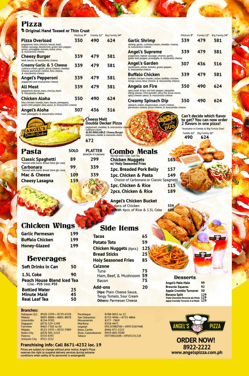 Carta del restaurante Angel's Pizza Metroplaza North Caloocan, Caloocan