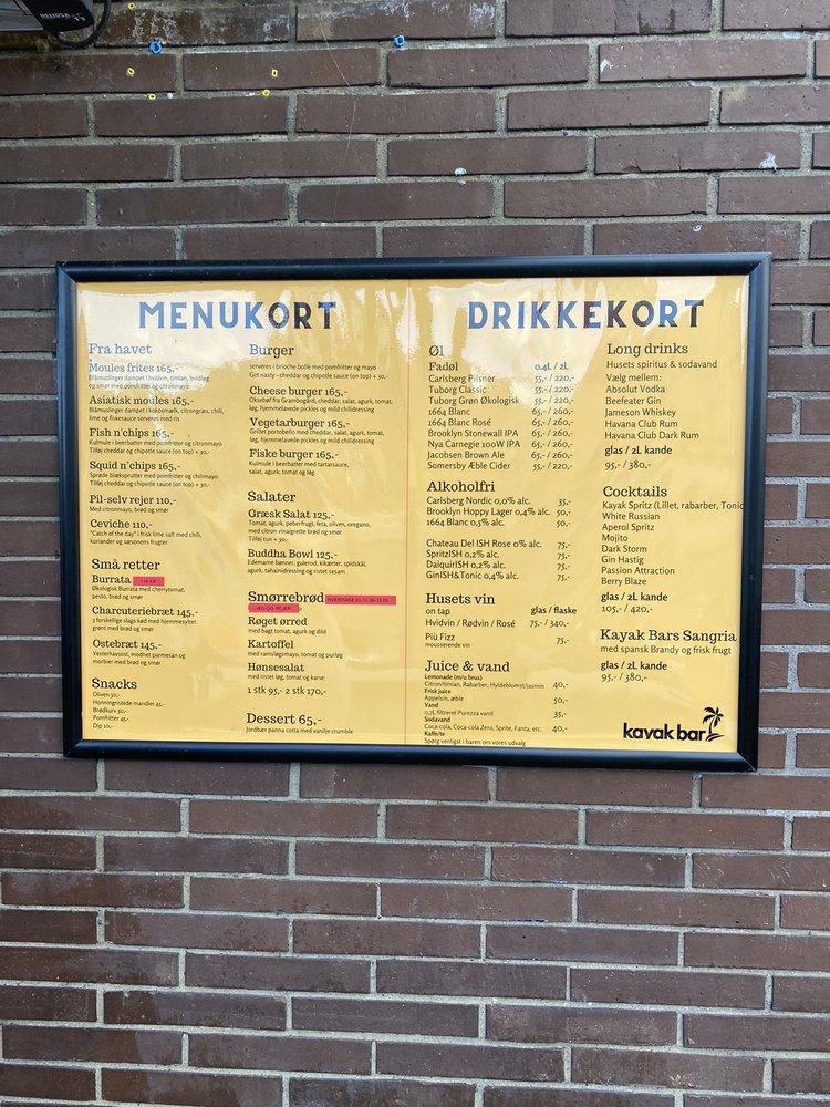Menu at Kayak Bar, Copenhagen