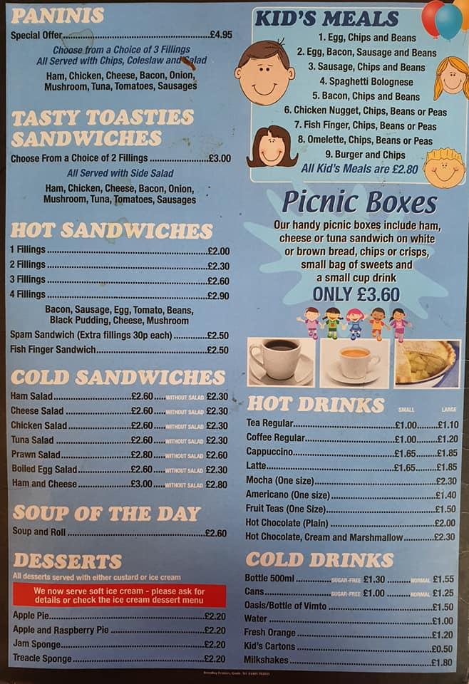 Menu at Razzars Cafe, Goole