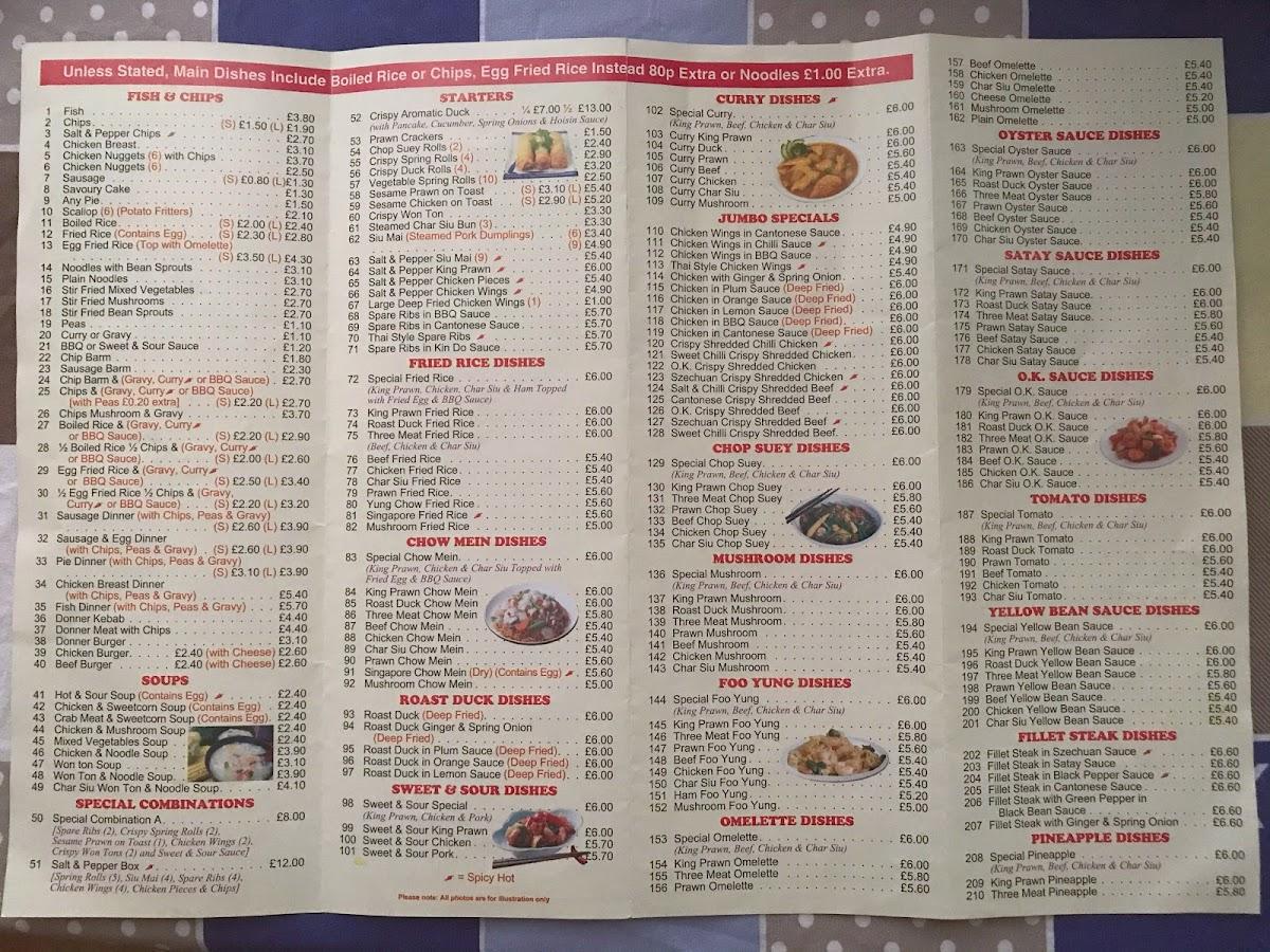 Carta del restaurante Jumbo Chinese Takeaway, Liverpool