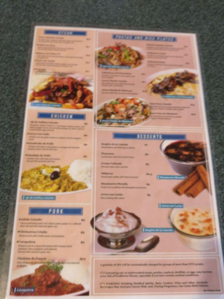 Menu At Lima Criolla Restaurant Austin