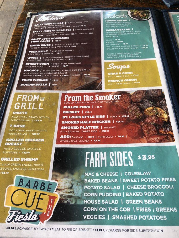 Menu at Salty Joe's BBQ Shop, Hammond