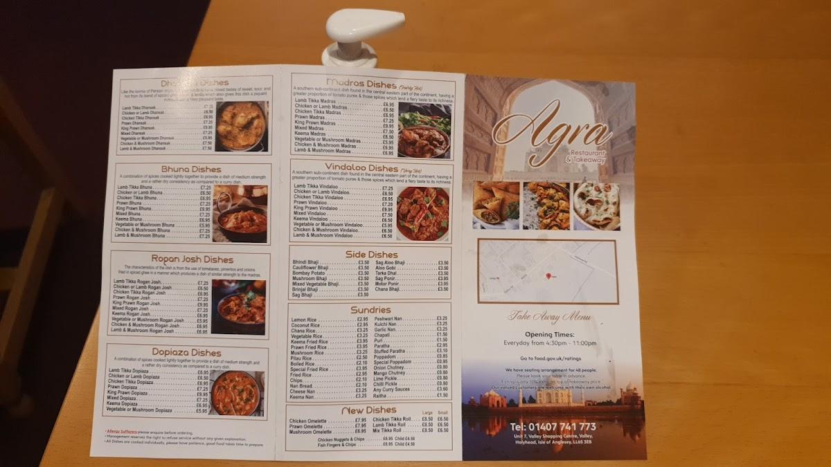 Menu At Agra Restaurant Valley Unit 7 Station Rd   R18e Menu Agra 2022 09 