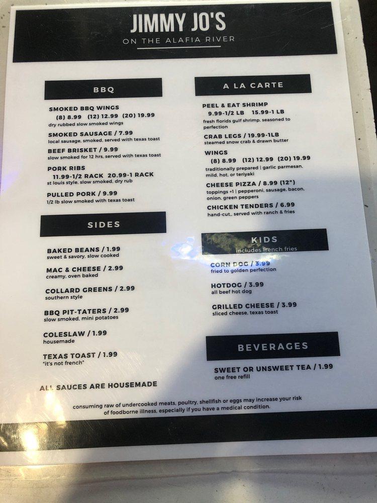 Menu at Jimmy Jo’s BBQ & Grill, Riverview