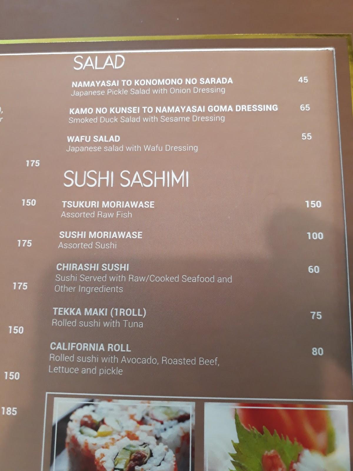 Menu at Momiji Japanese Restaurant, Jakarta