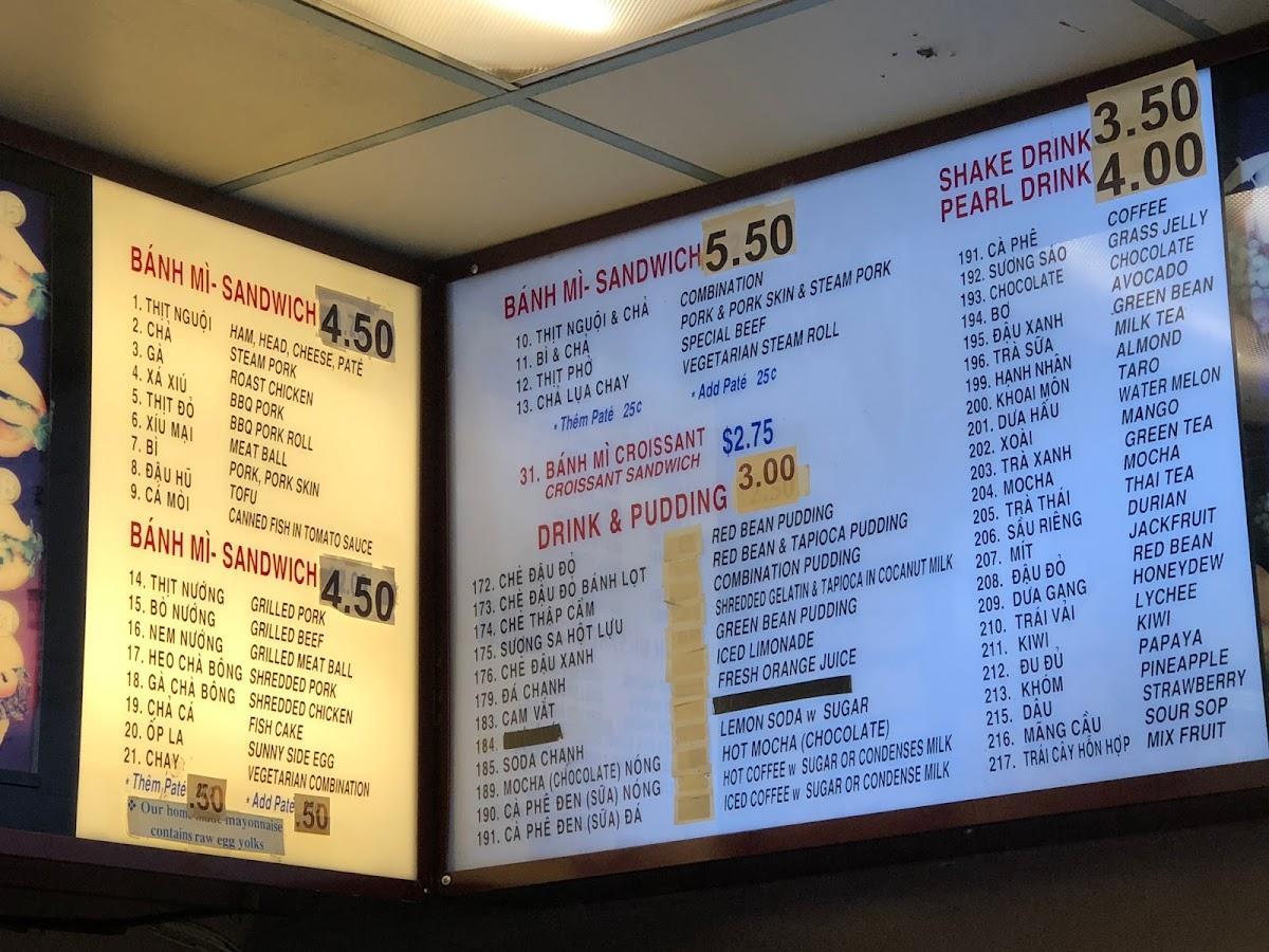Menu at Dakao Sandwich 2 restaurant, Milpitas
