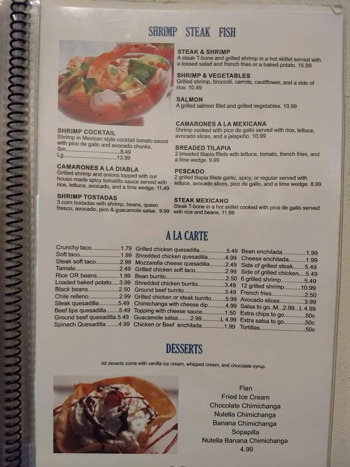 Menu at PaTio Mexican Restaurant, HelenaWest Helena, US 49