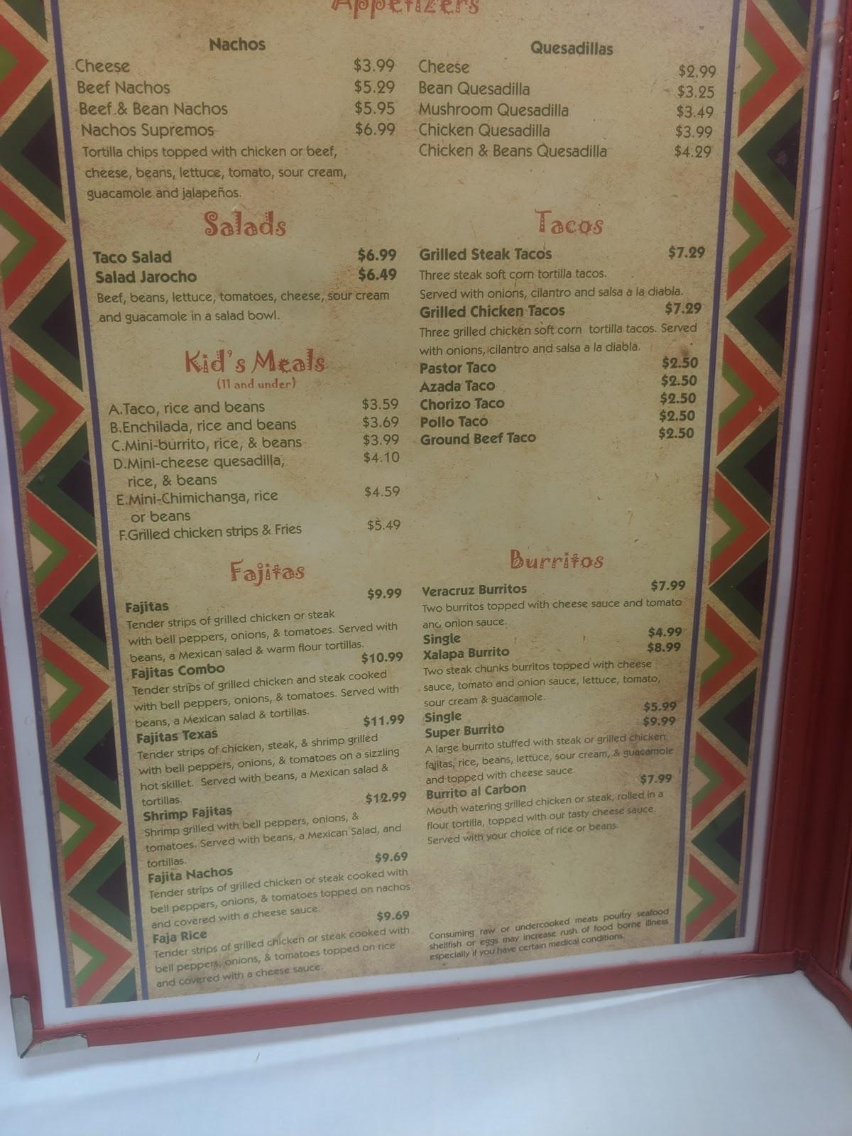 Menu at Jarochitos Mexican Street Food restaurant, Ludowici, 386 E Cypress St