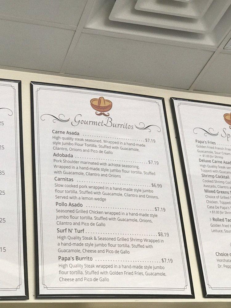 Carta de comida rápida Casa de Papa Gourmet Tacos, Surprise