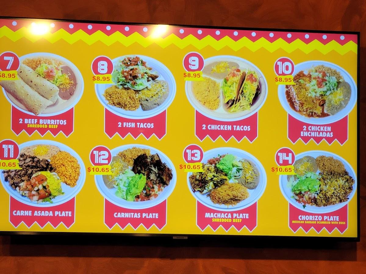 Menu at El Super Taco restaurant, Fountain