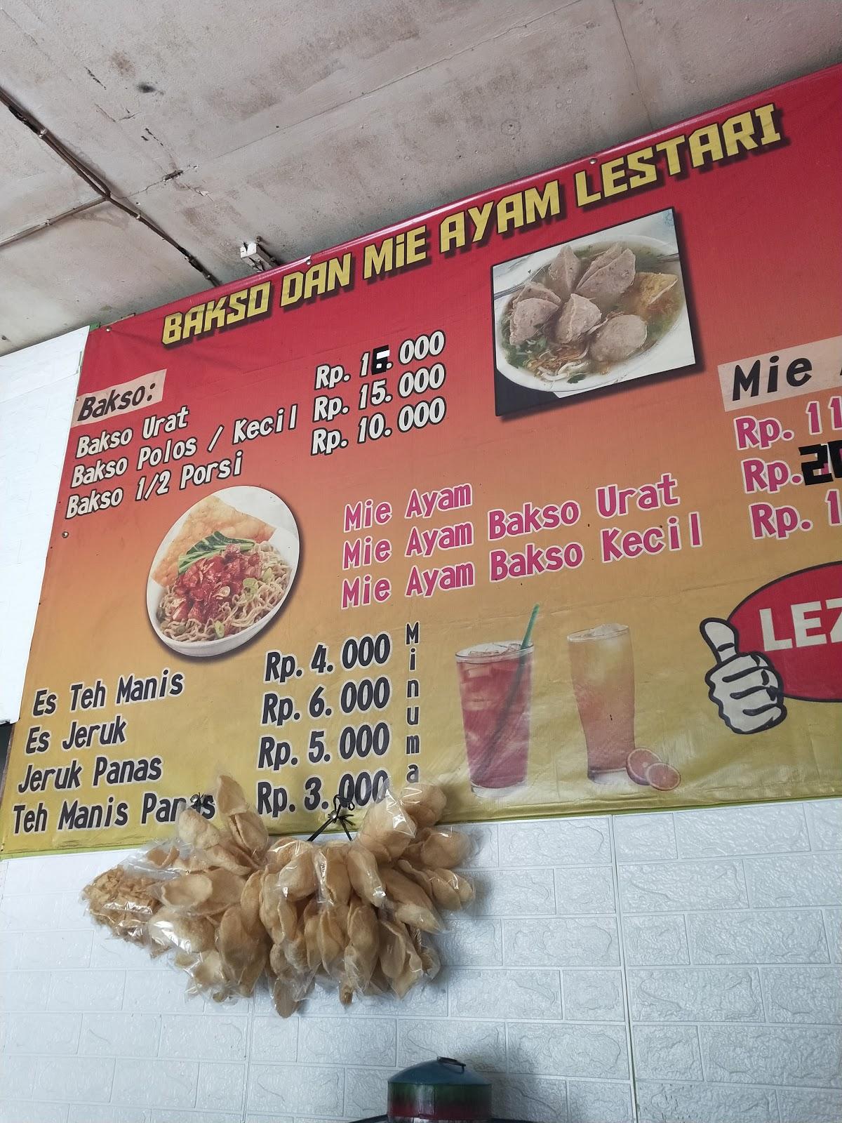 Menu At Halal Mie Ayam And Bakso Lestari Restaurant North Jakarta