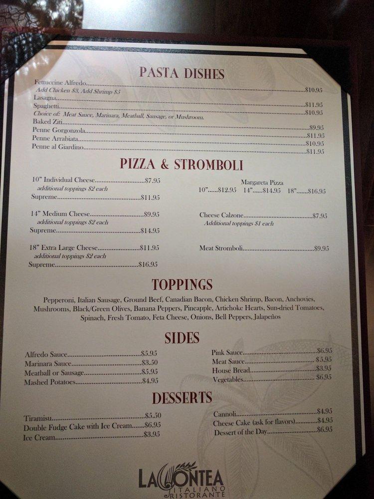 Menu at La Contea Italiano Ristorante pizzeria, Baton Rouge