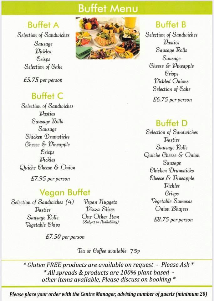 Menu at Cynon Valley Indoor Bowls Centre club, Mountain Ash