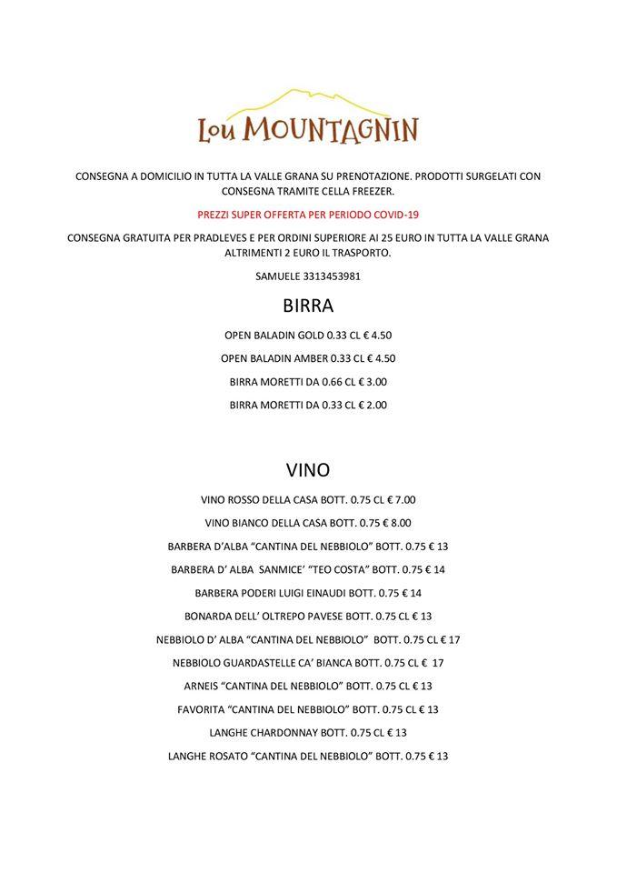 Menu di Pizzad'Oc Pradléves 
