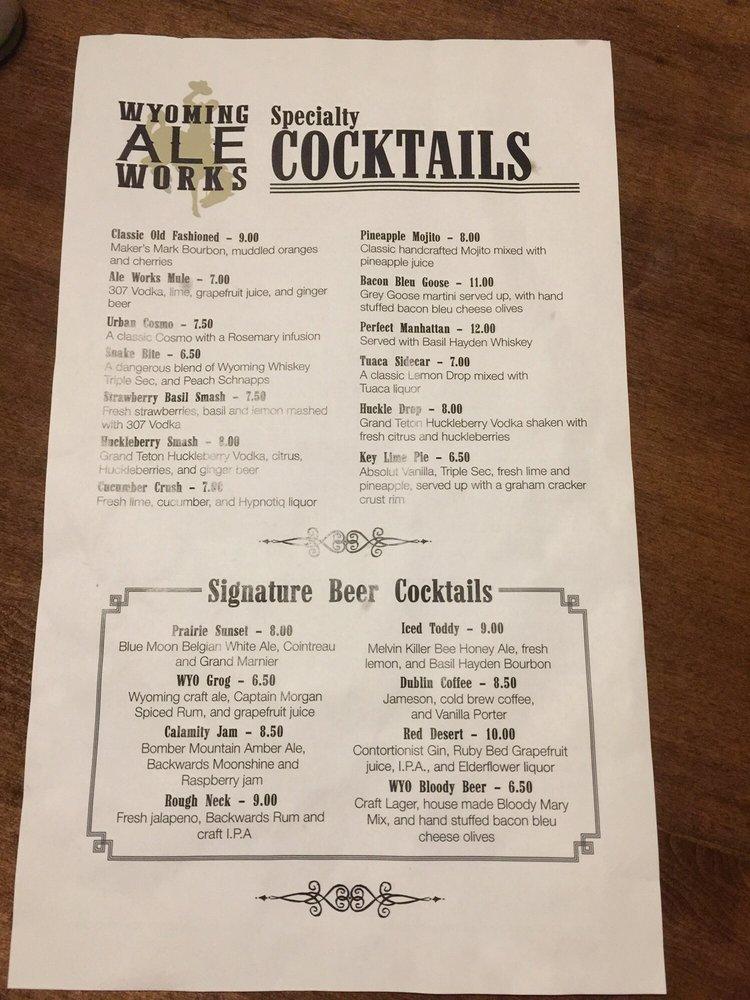 Menu at Wyoming Ale Works pub & bar, Casper, E 2nd St