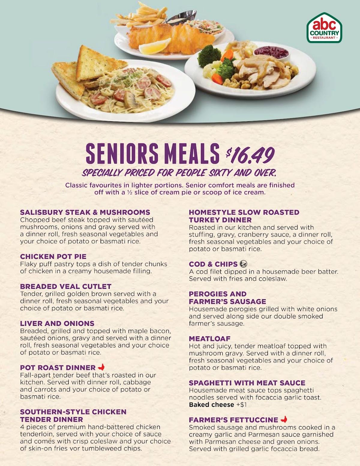 Menu at ABC Country Restaurant, Red Deer